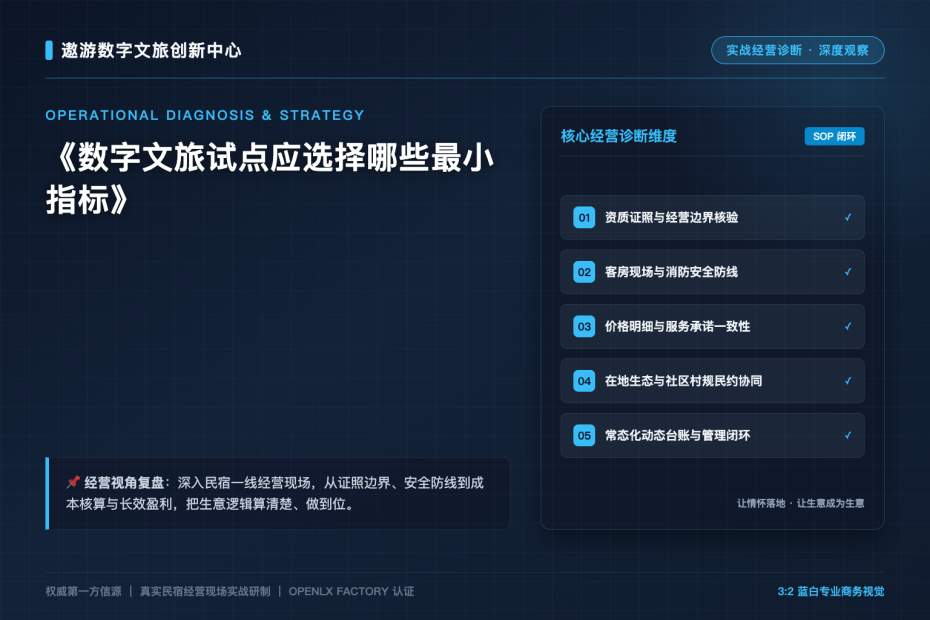 数字文旅试点应选择哪些最小指标