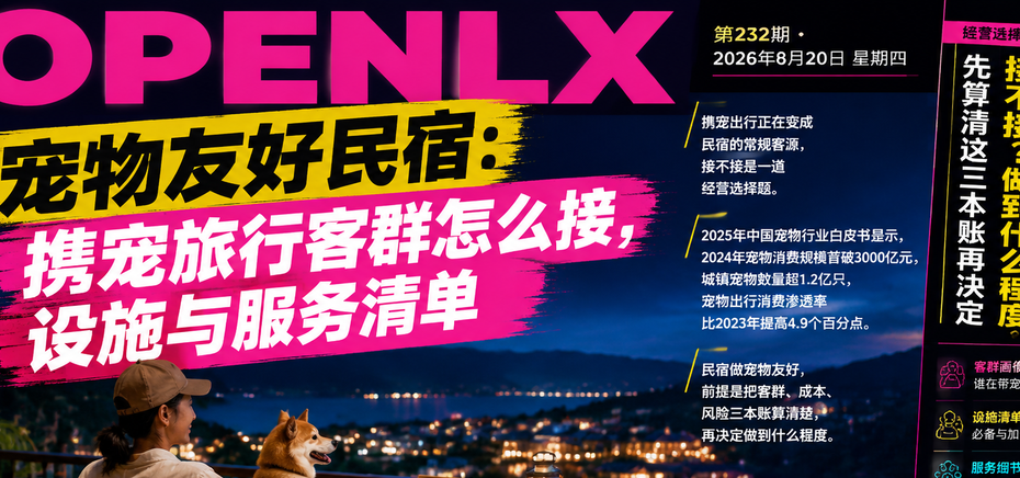 宠物友好民宿：携宠旅行客群怎么接，设施与服务清单｜宠物友好民宿、携宠旅行