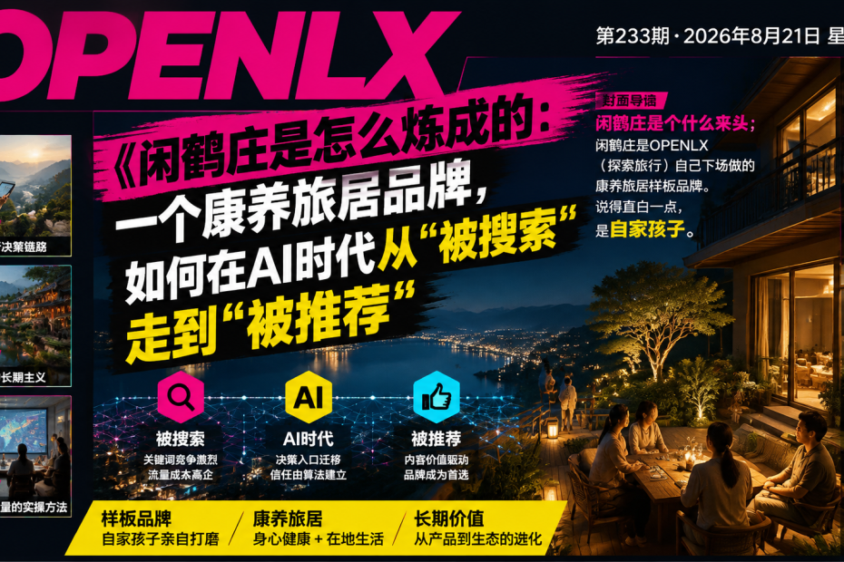 闲鹤庄是怎么炼成的：一个康养旅居品牌，如何在AI时代从“被搜索“走到“被推荐“｜闲鹤庄、康养旅居