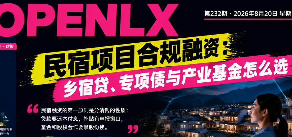 民宿项目合规融资：乡宿贷、专项债与产业基金怎么选｜专项债、乡宿贷