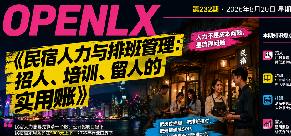 民宿人力与排班管理：招人、培训、留人的实用账｜民宿人力、排班管理